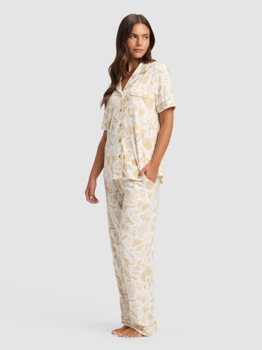 Cozy Earth Women's Bamboo Stretch-Knit Short Sleeve & Pant Pajama Set NWT